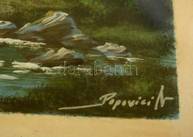 Popvici jelzéssel: Patak az erdő mélyén, vegyes technika, üvegezett fa keretben, 21x16 cm