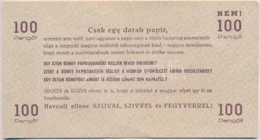 1944. 100P "A Vörös Hadsereg Parancsnoksága" propagandanyomat, hátlapján szöveggel T:III  ...