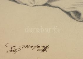 Wittinghoff Evald (1826-1882): Térdelő férfi lepellel 1865. Ceruza, papír, jelzett, kis szakadásokka...