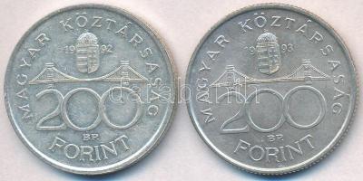 1992-1993. 200Ft Ag "MNB" (2x) T:2 
Adamo F13