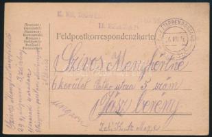 Tábori posta levelezőlap &quot;M. KIR. BUDAPESTI 29. NÉPFELKELŐ GYALOG 11. SZÁZAD&quot; + &quot;EP NIKSIC b&quot;, Austria-Hungary Field Postcard