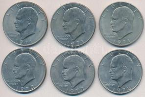 Amerikai Egyesült Államok 1971-1972. 1$ Cu-Ni "Eisenhower" (6x) T:2 USA 1971-1972. 1 Dollar Cu-Ni "Eisenhower" (6x) C:XF