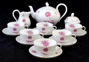 Hutschenreuther jelzett német porcelán teáskészlet. Hat személyes, komplett. hibátlan / Tea set for ...