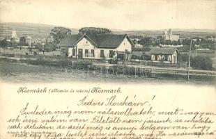 Késmárk, Kezmarok; vasútállomás és sörcsarnok / railway station, beer hall (ázott sarok / wet corner)