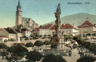 Körmöcbánya, Kremnica; Fő tér, Szentháromság szobor / main square, statue