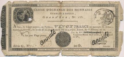 Franciaország / Rouen 1797-1803. 20Fr "annulé (érvénytelen)" felülbélyegzéssel T:IV France / Rouen 1797-1803. 20 Francs "annulé (cancelled)" C:G Krause S245a