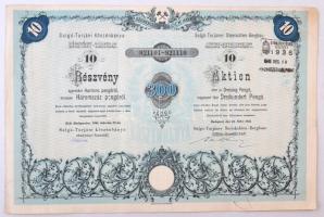 Budapest 1941. Salgó-Tarjáni Kőszénbánya Részvény-Társulat 10 részvénye összesen 300P-ről bélyegzéssel, szelvényekkel T:III