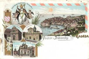 Dubrovnik, Ragusa; Svetli Vlaho Dubrovacki Pokrovitelj, Crkva S. Spasa, Stolna Crkva, Crkva S. Vlaha / churches, Ivan N. Nikoletic floral, litho