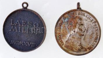 1917. "Károly Ezüst Vitézségi Érem I. osztálya" ezüstözött Br miniatűr kitüntetés, mellsza...