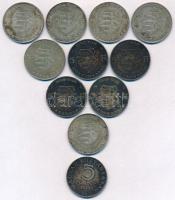 1947. 5Ft Ag "Kossuth" (10x) + 1948. 5Ft Ag "Petőfi" T:2,2-,3 patina