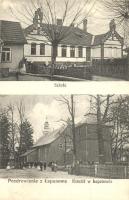 Lapanów, Szkola, Kosciól w Lapanowie / school and church