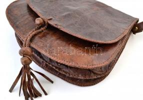 Afrikai hüllő bőr női válltáska, 25x25x6 cm