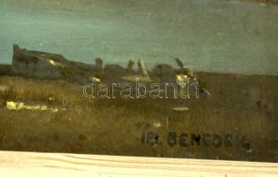 Ifj. Benedek Jenő (1939-): Vízparton. Olaj, farost, jelzett, üvegezett keretben, 15×25 cm