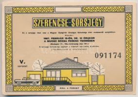 Budapest 1967. "Magyar Újságírók Országos Szövetsége - Szerencse-sorsjegy" sorjegy 4Ft értékben T:III szélen szakadások