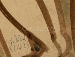 Cs. Németh Miklós (1934-2012): Fiatalság. Akvarell, karton, jelzett,  fa keretben, 58×26 cm