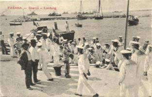 Fazana, Fasana; Sbarco / Landung / K.u.K. Kriegsmarine, arriving mariners (EK)