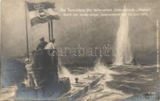 1915 Die Vernichtung des italienischen Unterseeboots Medusa durch ein oester-ungar. Unterseeboot / K.u.K. Kriegsmarine, destruction of the Italian submarine Medusa by an Austro-Hungarian submarine (fl)