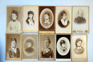 1860-1900 Régi fényképek: Női arc- és mellképek (10db)