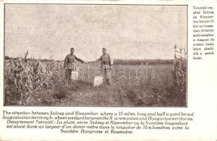 Magyarország trianoni lehetetlen határai; Torontál vármegye, Szöreg és Kiszombor között a szerb határ. Magyar Nemzeti Szövetség kiadása / Impossible borders of Hungary after Trianon, irredenta propaganda (EK)