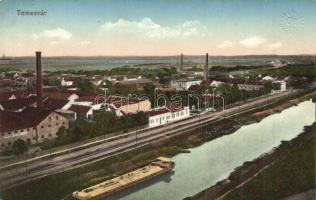 Temesvár, Timisoara; Herzmann Bertalan gyára, uszály / factory, barge