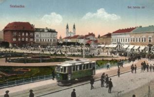 Szabadka, Subotica; Szent István tér, villamos / square, tram (EK)
