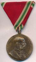 1898. Jubileumi Emlékérem Fegyveres Erő Számára / Signum memoriae (AVSTR) Br kitüntetés mellszalaggal T:2 ph. Hungary 1898. Commemorative Jubilee Medal for the Armed Forces decoration with ribbon C:XF edge error NMK 249.