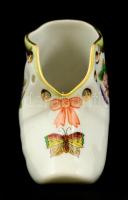 Herendi Viktória mintás cipő, kézzel festett, jelzett, hibátlan, h:10 cm, m:5 cm