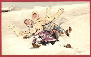 Sledding couple, Vouga & Cie No. 103. litho s: Pellegrini