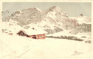 Winter landscape, Vouga & Cie No. A.9. litho s: Pellegrini