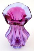 Dekoratív muránói formába fújt váza, anyagában színezett, hibátlan, jelzés nélkül, m:30 cm