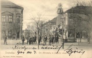 Szabadka, Subotica; Szentháromság szobor, Batthyány utca / statue, street (EK)