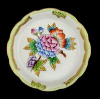 Herendi Viktória mintás porcelán tálka, kézzel festett, jelzett, hibátlan, d: 9,5 cm