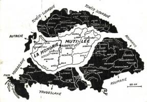A feldarabolt Magyarország. Kiadja a Magyar Nemzeti Szövetség / Hungarian map, irredenta propaganda 1938 Kassa visszatért So. Stpl (EK)