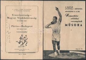 1953-54 Úszó, atlétikai es vízilabda. Magyarország és más országok közötti mérkőzések műsorfüzetei, versenyrendek 3 db