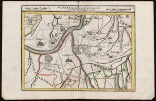 cca 1700 Guastalla térképe. Színezett rézmetszet. Megjelent: Johann Hofmann Atlas Curieux oder neuer und Compendieuser Atlas. (Augsburg, 1700). Méret: 29x20 cm / cca 1700 Map of Guastalla, Italy. Colored etching 31x20 cm