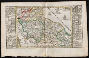 cca 1700 Közép-Olaszország térképe. Színezett, díszes kartusú rézmetszet. Megjelent: Johann Hofmann Atlas Curieux oder neuer und Compendieuser Atlas. (Augsburg, 1700). Méret: 29x20 cm / cca 1700 Map of Central-Italy. Colored etching 31x20 cm