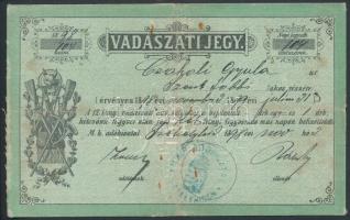 1898 Vadászati jegy / Vadászjegy / Hunter ticket