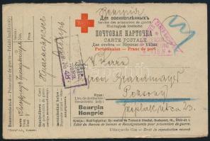 1917 Brandmayer (Bántay) Alfréd vezérkari kapitánynak, a 6. vegyesdandár parancsnokának saját kézzel írt levelezőlapja orosz hadifogságból szüleinek