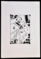 Szász jelzéssel: Arcok. Tus, papír, 15×10 cm