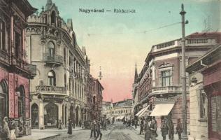 Nagyvárad, Oradea; Rákóczi út, Haas Fülöp és fia és Stepper Ottó üzlete / street with shops
