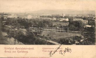 Gyulafehérvár, Karlsburg, Alba Iulia; látkép a várból, Schäser Ferenc kiadása / view from the castle (EK)