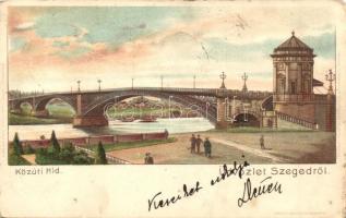 Szeged, Közúti híd, Endrényi Imre kiadása, Keglovich E. felvétele, Kosmos litho (lyuk / pinhole)