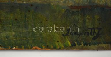 Lampért jelzéssel: Háztetők. Olaj, farost, 84×78 cm