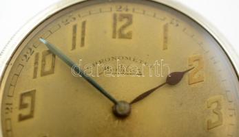 Montileir zsebóra fém tokkal, másodpercmutatós, működik, jelzett, enyhén foltos számlappal, d:5 cm