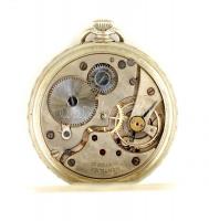 Montileir zsebóra fém tokkal, másodpercmutatós, működik, jelzett, enyhén foltos számlappal, d:5 cm