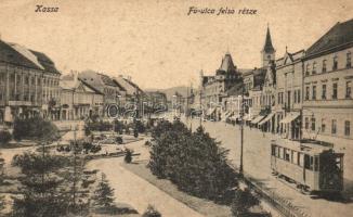 Kassa, Kosice; Fő utca felső része, villamos / main street, tram (EK)