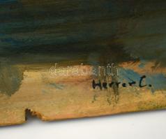 Herrer jelzéssel: Csónakázó pár. Olaj, falemez, kopott, 58×58 cm