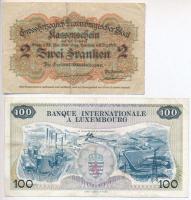 Luxemburg 1914-1918. (1919) 2Fr pénztárjegy + 1968. 100Fr T:III kis szakadások
Luxembourg 1914-1918...