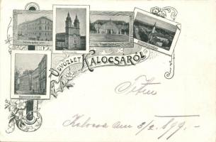 1899 Kalocsa, Törvényszéki palota, Székesegyház, Érseki palota, Zárda és árvaház, Főgimnázium és csillagda, floral Art Nouveau (EK)