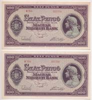 1945. 100P &quot;BÜNTETÉS&quot; szóban &quot;N&quot; felett lemezhiba (2x) sorszámkövetők T:I,I-